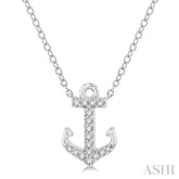 1/10 ctw Anchor Round Cut Diamond Petite Fashion Pendant With Chain in 10K White Gold