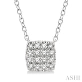 1/8 ctw Cushion Shape Round Cut Diamond Petite Fashion Pendant With Chain in 10K White Gold