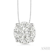 1/2 ctw Lovebright Round Cut Diamond Pendant in 14K White Gold with Chain