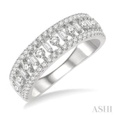 3/4 ctw Baguette and Round Cut Diamond Fashion Band in 14K White Gold