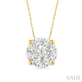 1/8 ctw Lovebright Round Cut Diamond Pendant in 14K Yellow and White Gold with Chain