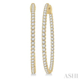 2 ctw Inside-Out Round Cut Diamond 1 1/2 Inch Hoop Earrings in 14K Yellow Gold