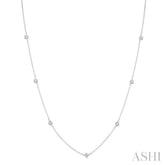 1/3 ctw Round Cut Diamond Station Necklace in 14K White Gold