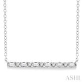 1/6 ctw Baguette and Round Cut Diamond Petite Bar Necklace in 10K White Gold