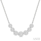 3/4 ctw Round Cut Diamond Lovebright Necklace in 14K White Gold