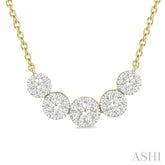 1/2 ctw Round Cut Diamond Lovebright Necklace in 14K Yellow and White Gold