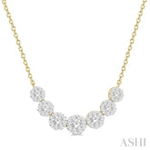 3/4 ctw Round Cut Diamond Lovebright Necklace in 14K Yellow and White Gold