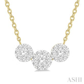 1/2 ctw 3-Stone Lovebright Round Cut Diamond Necklace in 14K Yellow and White Gold