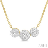 1/3 ctw 3-Stone Lovebright Round Cut Diamond Necklace in 14K Yellow and White Gold