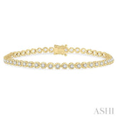 2 ctw Round Cut Diamond Illusion Tennis Bracelet in 14K Yellow Gold