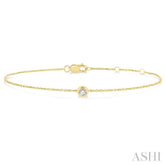 1/10 ctw Bezel Set Round Cut Diamond Petite Fashion Bracelet in 10K Yellow Gold