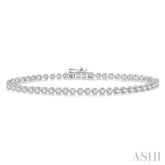 2 ctw Tri-Prong Round Cut Diamond Tennis Bracelet in 14K White Gold