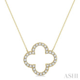 1 ctw Clover Round Cut Diamond Pendant in 14K Yellow Gold