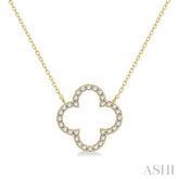 1/4 ctw Clover Round Cut Diamond Pendant in 14K Yellow Gold