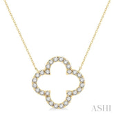3/4 ctw Clover Round Cut Diamond Pendant in 14K Yellow Gold