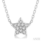 1/10 ctw Star Round Cut Diamond Petite Fashion Pendant With Chain in 14K White Gold