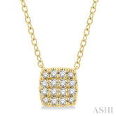 1/8 ctw Cushion Shape Round Cut Diamond Petite Fashion Pendant With Chain in 14K Yellow Gold