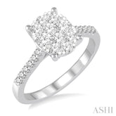 3/4 ctw Oval Shape Diamond Lovebright Ring in 14K White Gold