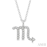 1/10 ctw Scorpio Round Cut Diamond Zodiac Pendant With Chain in 10K White Gold