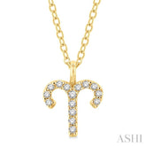1/10 ctw Aries Round Cut Diamond Zodiac Pendant With Chain in 10K Yellow Gold