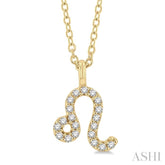 1/10 ctw Leo Round Cut Diamond Zodiac Pendant With Chain in 10K Yellow Gold