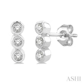 1/10 ctw Petite Bezel Set Round Cut Diamond Fashion Stud Earring in 10K White Gold