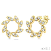 1/10 ctw Floral Petite Round Cut Diamond Fashion Stud Earring in 10K Yellow Gold