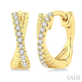 1/6 ctw Petite Criss-Cross Rope and Round Cut Diamond Fashion Huggies in 10K Yellow Gold