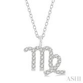 1/8 ctw Virgo Round Cut Diamond Zodiac Pendant With Chain in 14K White Gold