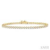 2 ctw Tri-Prong Round Cut Diamond Tennis Bracelet in 14K Yellow Gold