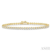 3 ctw Tri-Prong Round Cut Diamond Tennis Bracelet in 14K Yellow Gold