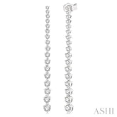 1 ctw Round Cut Diamond Riviera Drop Earring in 14K White Gold