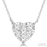 1 ctw Lovebright Diamond Heart Pendant With Chain in 14K White Gold