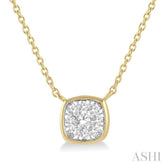 1/6 ctw Cushion Shape Lovebright Diamond Pendant With Chain in 14K Yellow and White Gold