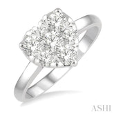 3/4 ctw Round Cut Diamond Heart Shape Lovebright Ring in 14K White Gold