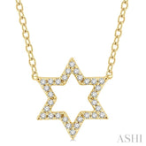 1/10 ctw Star of David Petite Round Cut Diamond Fashion Pendant With Chain in 10K Yellow Gold