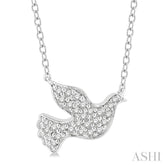 1/8 ctw Dove Symbol Petite Round Cut Diamond Fashion Pendant With Chain in 10K White Gold