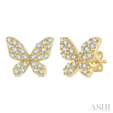 1/5 ctw Butterfly Motif Round Cut Diamond Petite Fashion Earring in 10K Yellow Gold