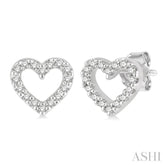 1/10 ctw Heart Cutout Round Cut Diamond Petite Fashion Earring in 10K White Gold