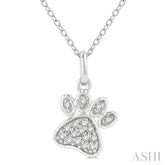 1/10 ctw Dog Paw Petite Round Cut Diamond Fashion Pendant With Chain in 10K White Gold