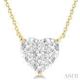 1 ctw Lovebright Diamond Heart Pendant With Chain in 14K Yellow and White Gold