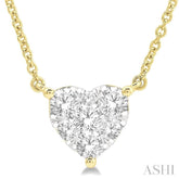 1/2 ctw Lovebright Diamond Heart Pendant With Chain in 14K Yellow and White Gold
