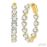 4 ctw Inside-Out Single Prong Set Round Cut Diamond Hoop Earrings in 14K Yellow Gold