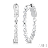 1 ctw Inside-Out Single Prong Set Round Cut Diamond Hoop Earrings in 14K White Gold
