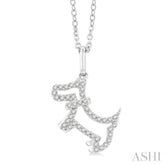 1/8 ctw Petite Playful Dog Round Cut Diamond Fashion Pendant With Chain in 10K White Gold