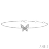 1/6 ctw Petite Butterfly Round Cut Diamond Fashion Bracelet in 10K White Gold