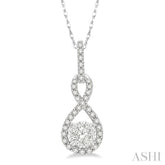 1/4 ctw Winding Round Cut Diamond Lovebright Pendant With Link Chain in 14K White Gold