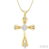 1/4 ctw Lovebright Round Cut Diamond Cross Pendant in 14K Yellow and White Gold with chain