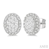 1/2 ctw Oval Shape Lovebright Round Cut Diamond Stud Earrings in 14K White Gold