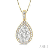 1/2 ctw Pear Shape Diamond Lovebright Pendant in 14K Yellow and White Gold with Chain
